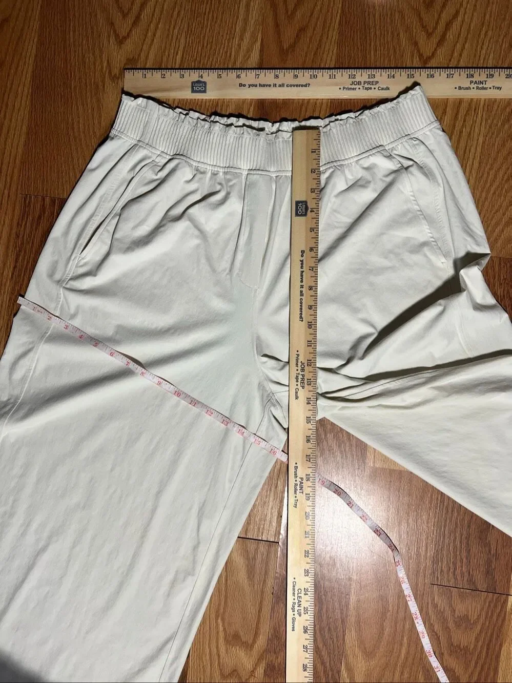 Lululemon Stretch Woven Ivory Ruffle-Waist Wide-Leg Cropped Pants XL